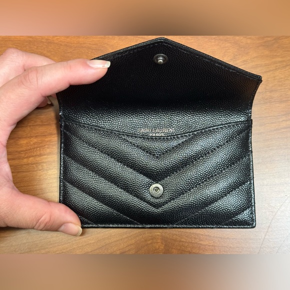 YSL CASSANDRE MATELASSÉ FRAGMENTS FLAP CARD CASE IN GRAIN DE POUDRE LEATHER - Picture 9 of 13